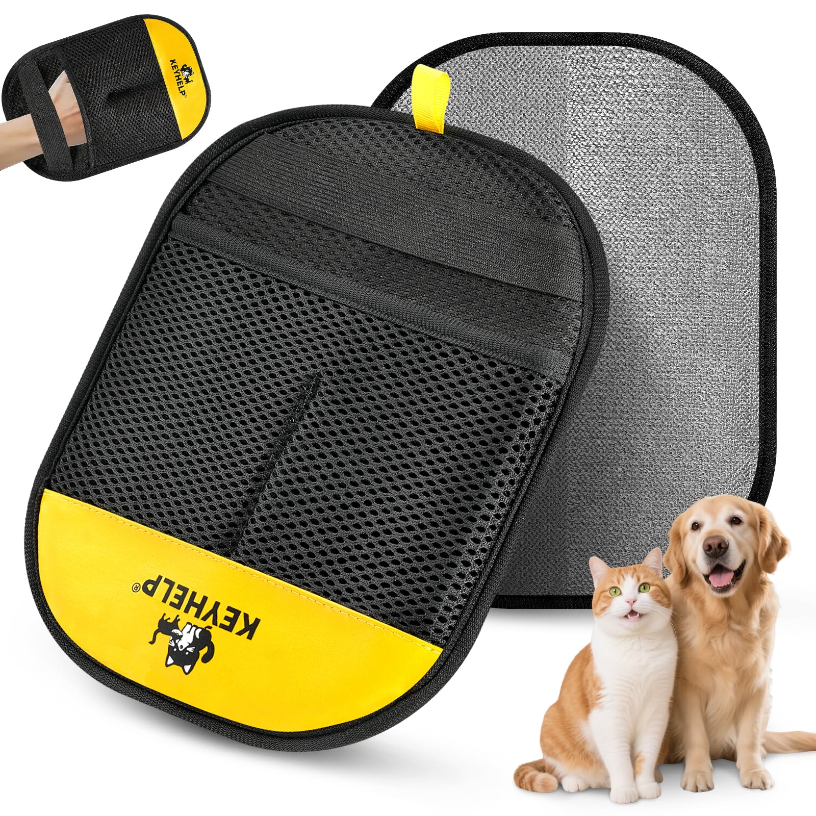 Pet Hair Remover Gloves — Soft Silicone Grooming Mitts
