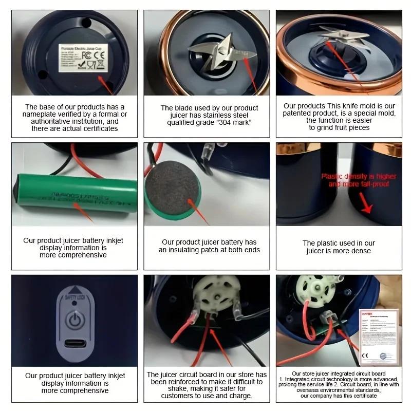Mini Licuadora Portátil Recargable — 1 Toque, USB, para Batidos y Viajes