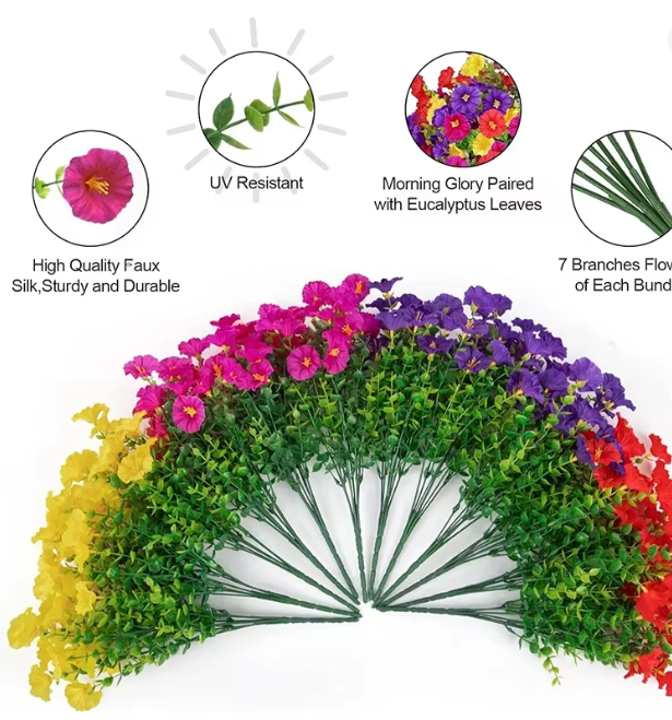 Artificial Silk Flowers – Pack of 4 UV-Resistant Bouquets for Indoor & Outdoor Decor