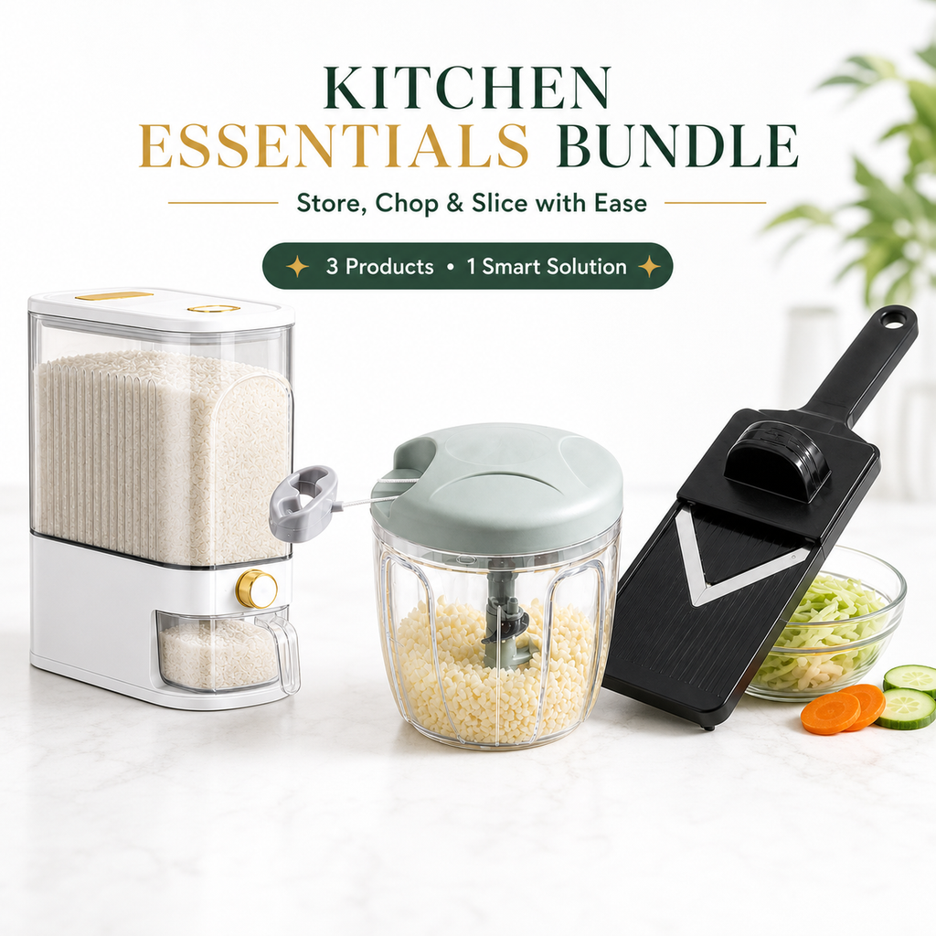 Kitchen Starter Bundle — Hand Chopper + Magnetic Spice Jars + Mandoline Slicer