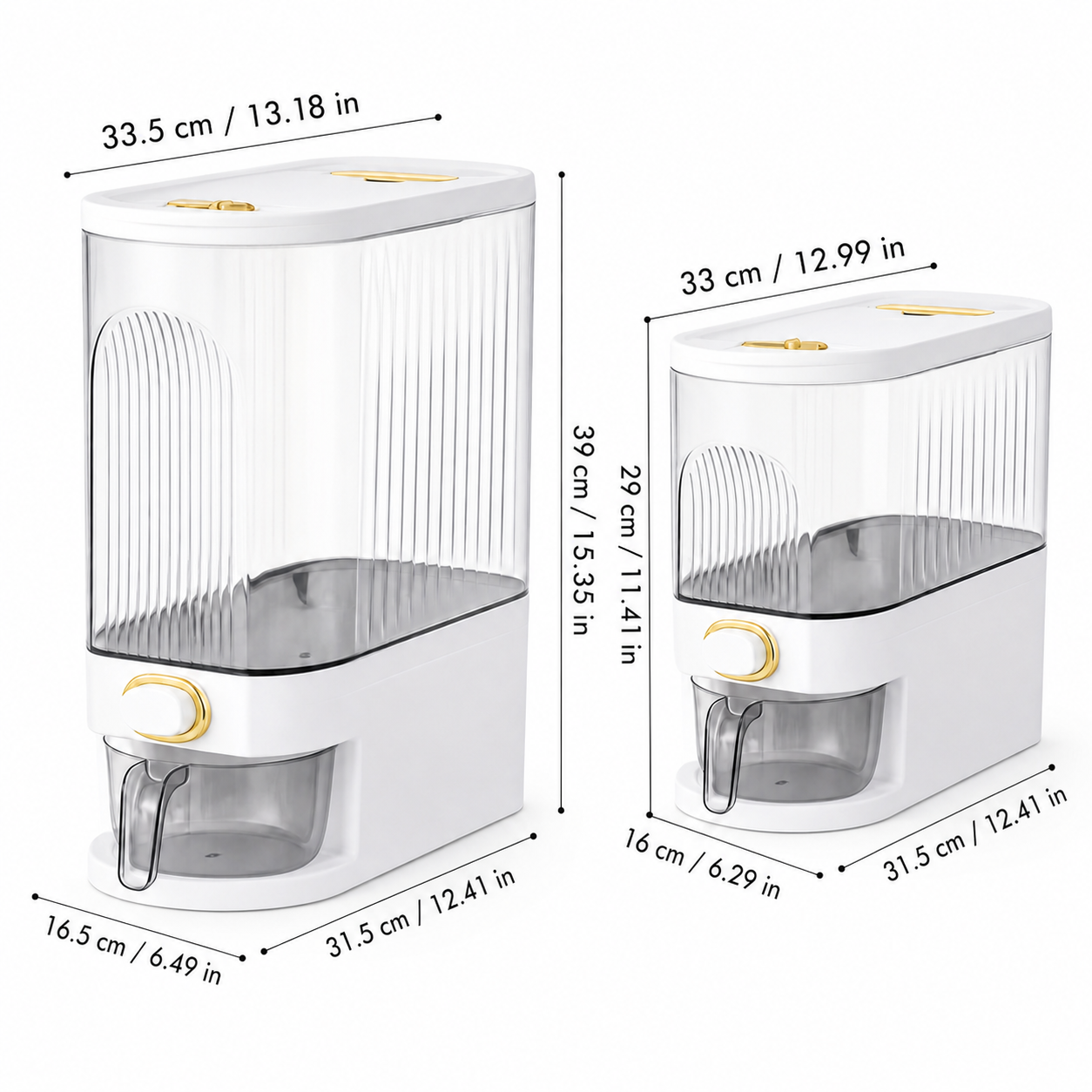 Airtight Rice Dispenser 5kg/10kg — Pantry Storage Container with Measuring Cup & Time Markings
