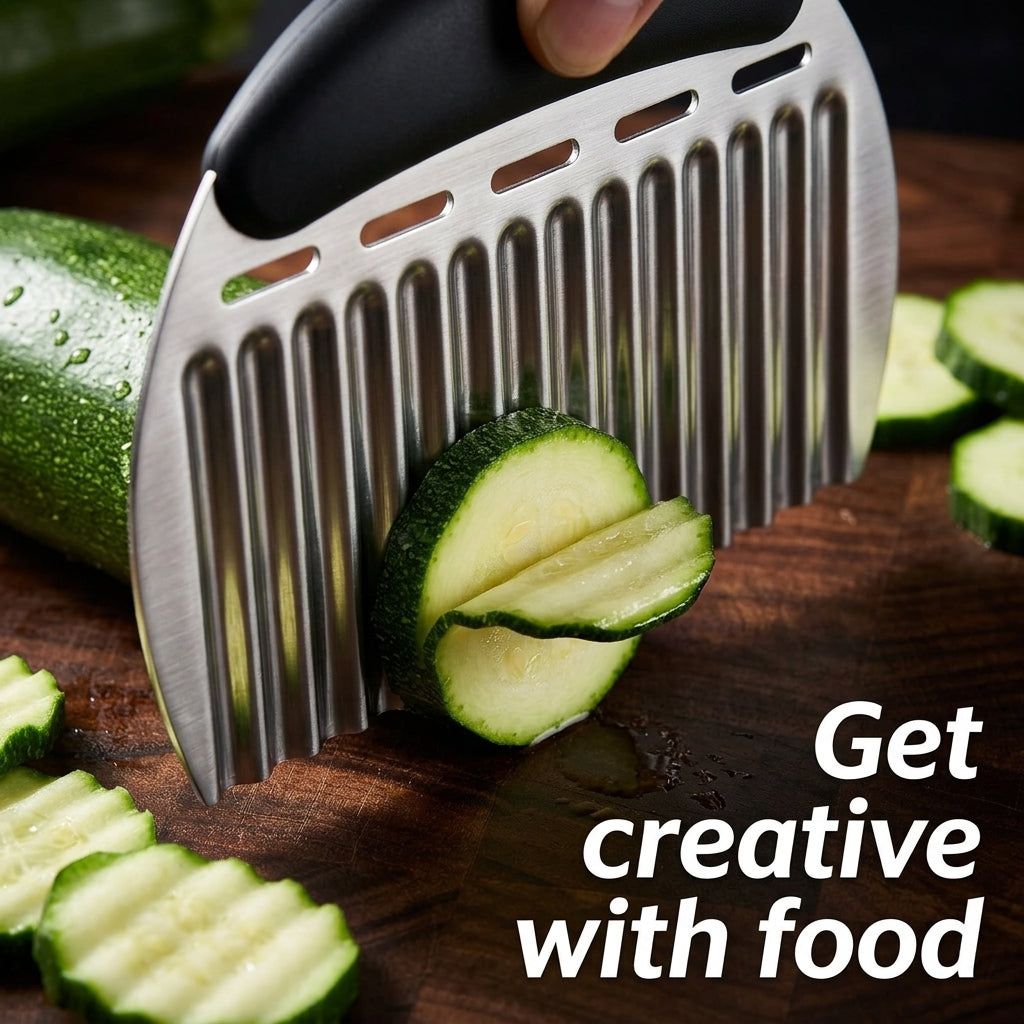 Crinkle cutter wavy vegetable chopper stainless steel