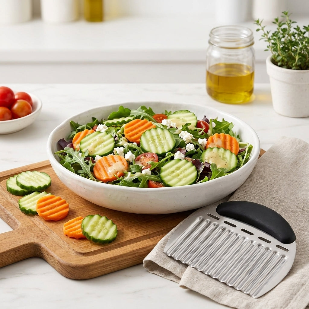 Crinkle cutter wavy vegetable chopper stainless steel