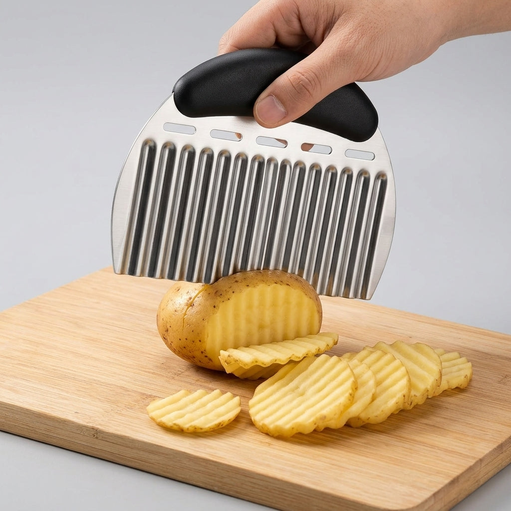 Crinkle cutter wavy vegetable chopper stainless steel