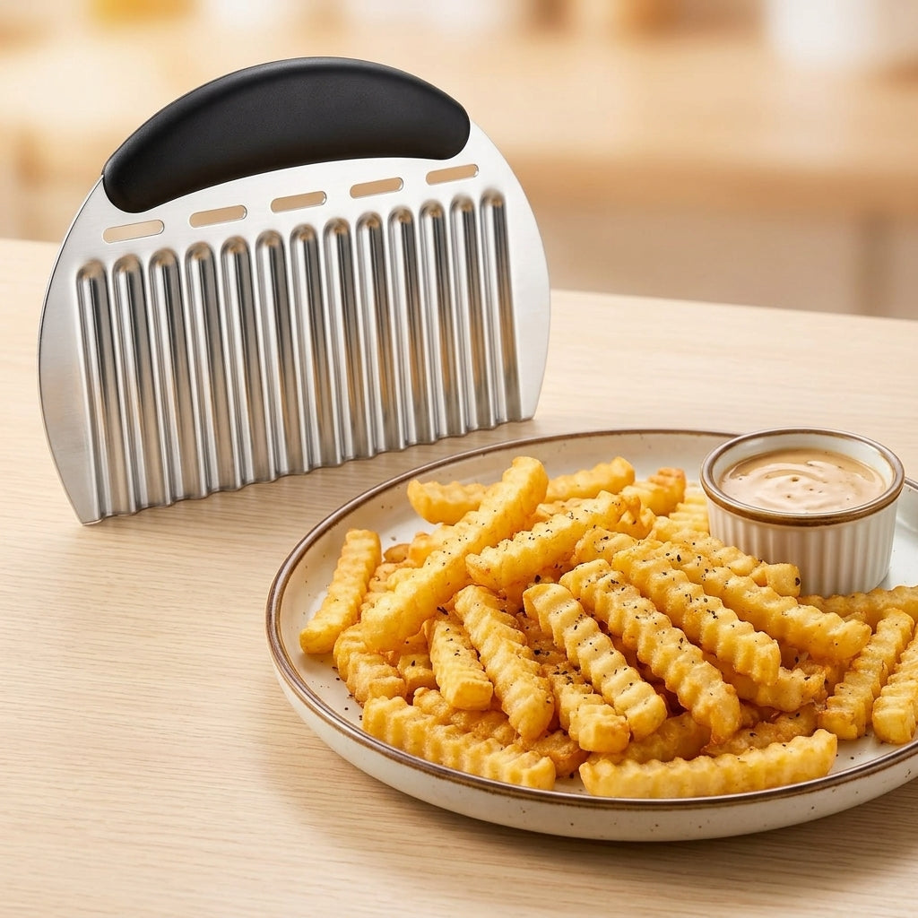 Crinkle cutter wavy vegetable chopper stainless steel