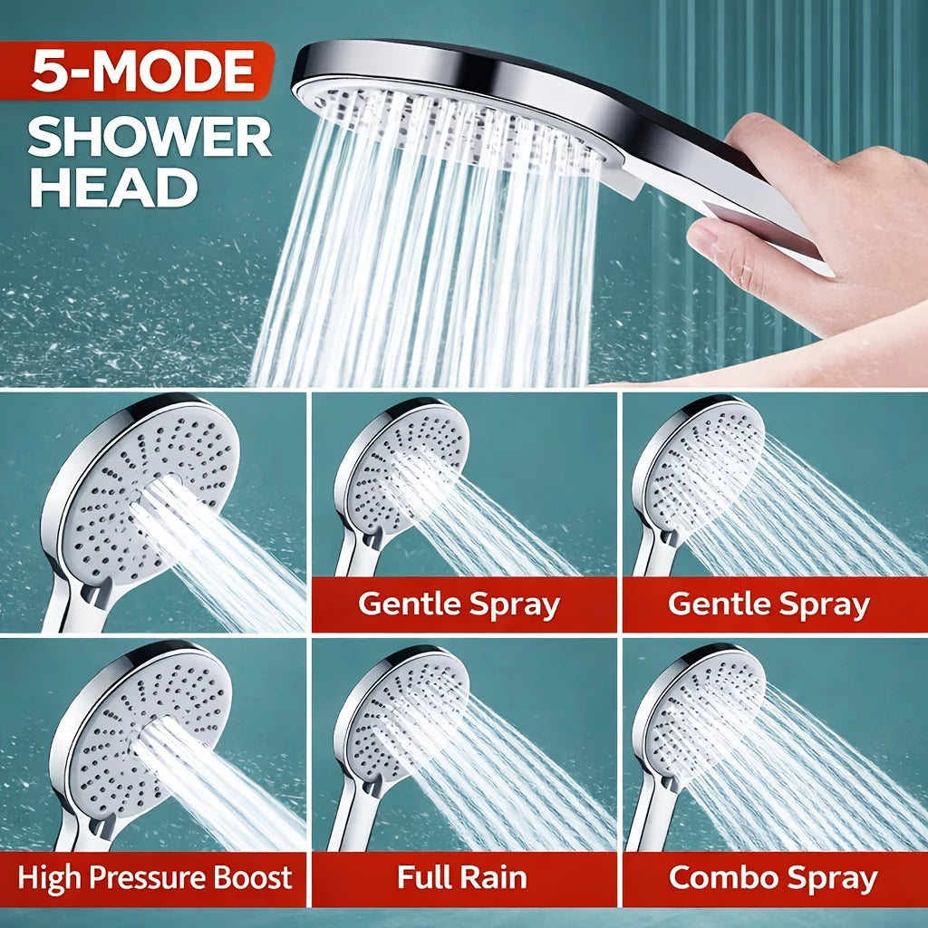 5 spray modes - gentle, high pressure boost, full rain, combo