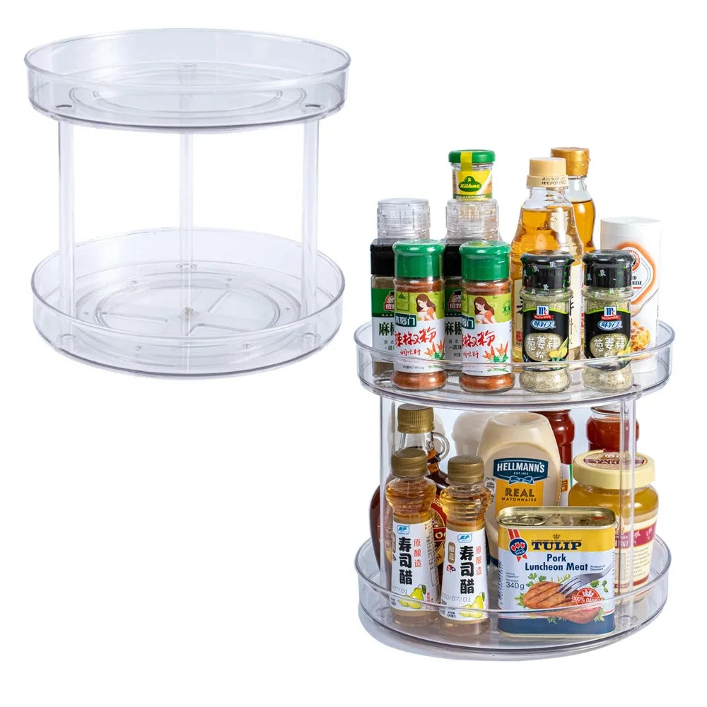 2-Tier Clear Lazy Susan Turntable Organizer