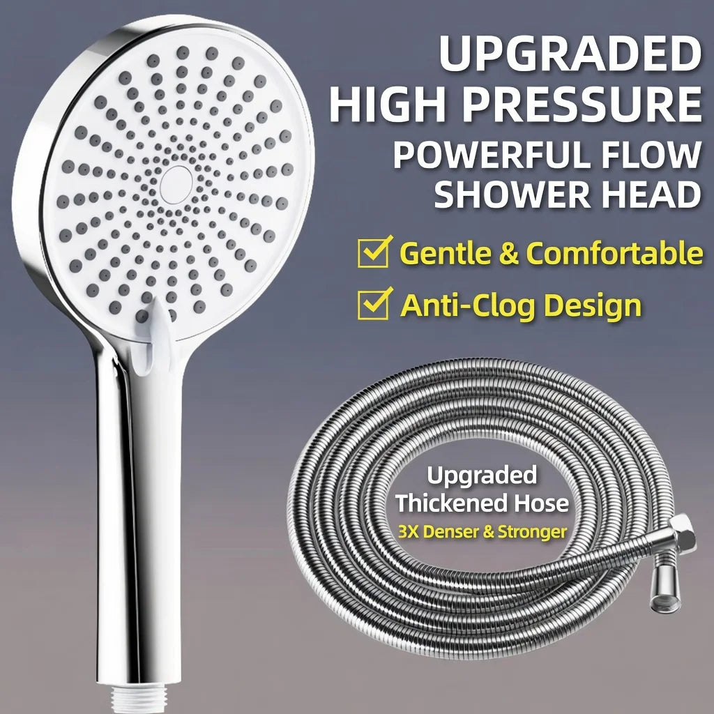Upgraded high pressure shower head with thickened 59in hose