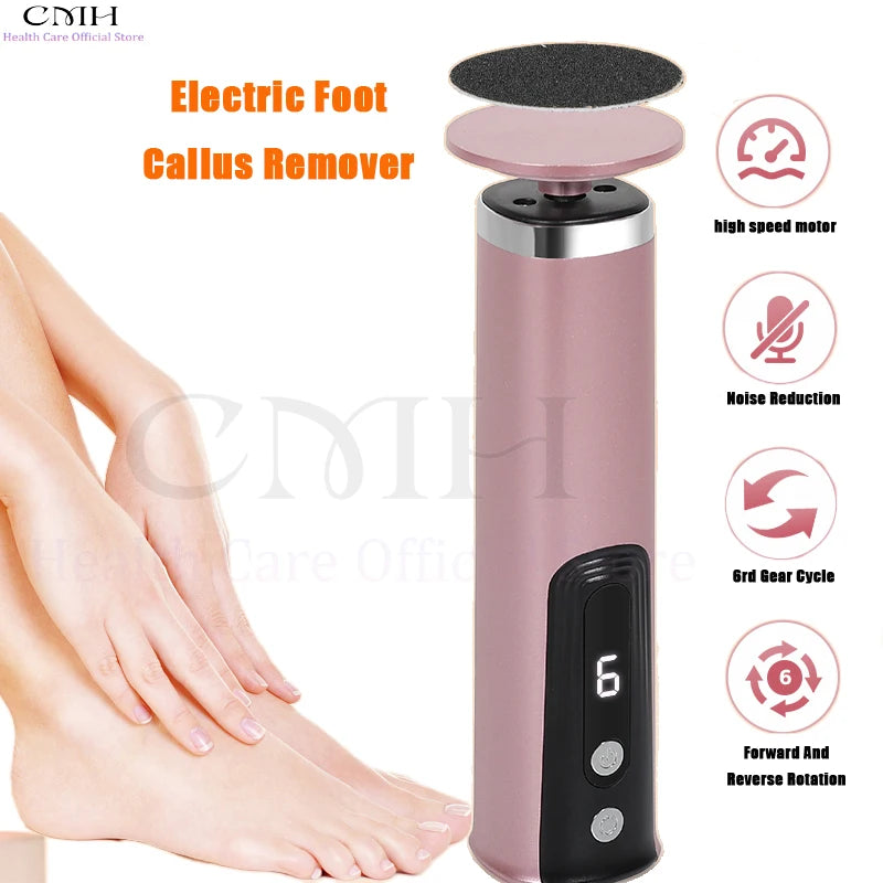 Dual-Head Metal Electric Foot Grinder Portable Rechargeable Callus Remover Dead Skin Remover with Multiple Free Accessories
