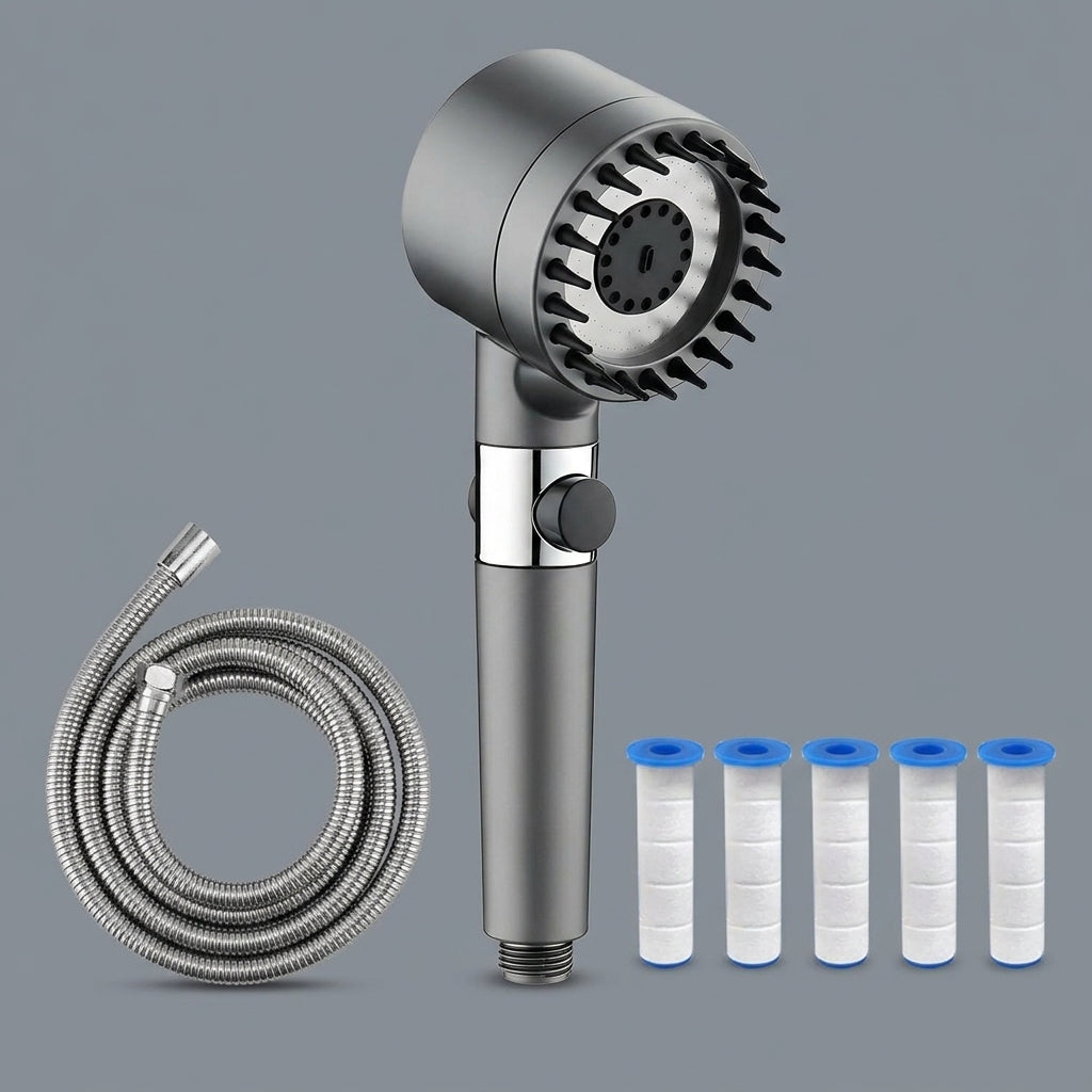 Kit completo: manguera de acero 1.5m y 5 filtros de repuesto