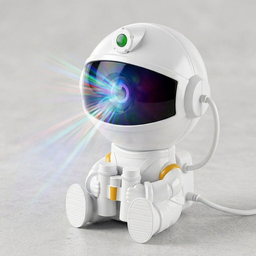 Astronaut galaxy projector white background