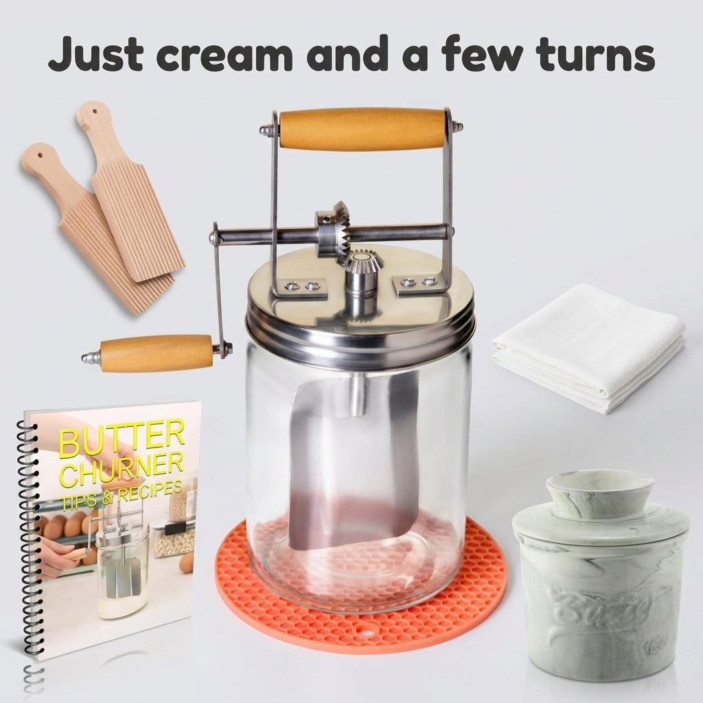 Just cream and a few turns to make fresh homemade butter