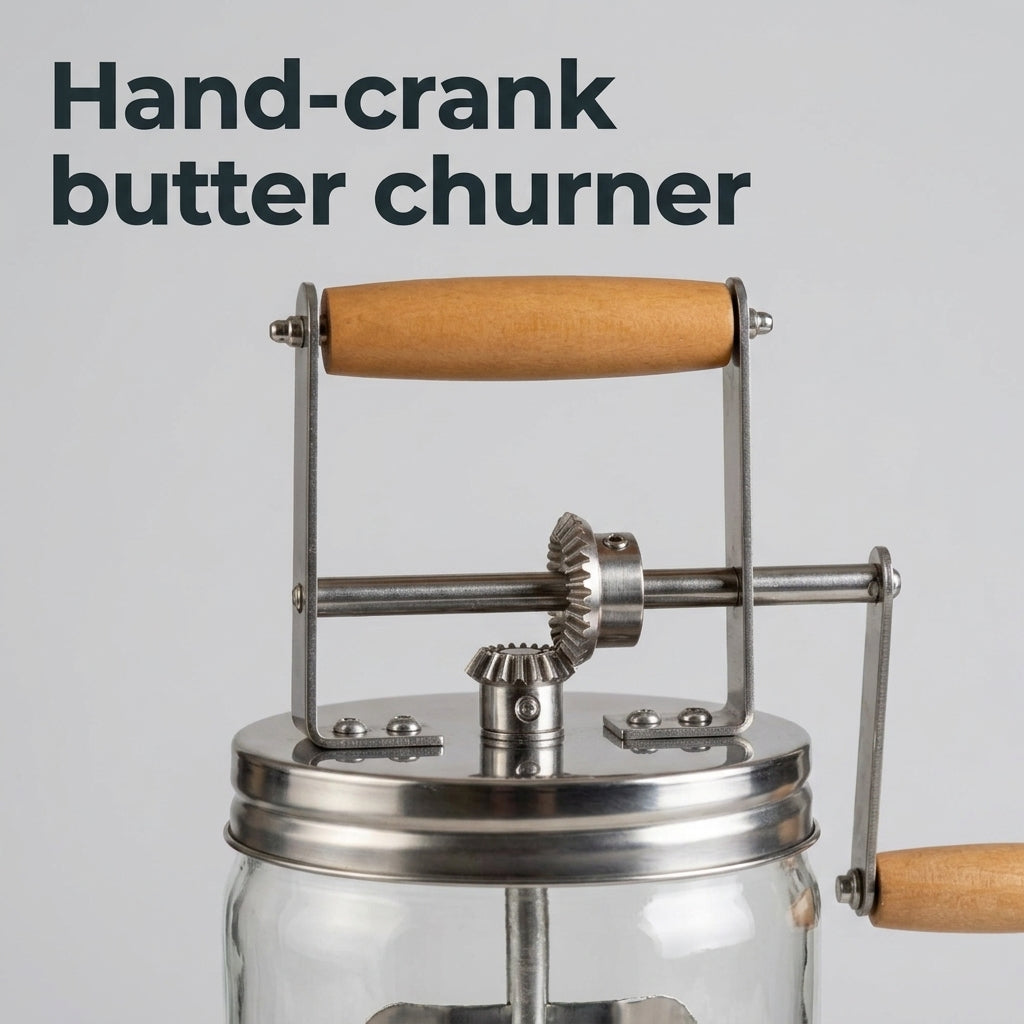 Hand-crank butter churner, just add cream and turn