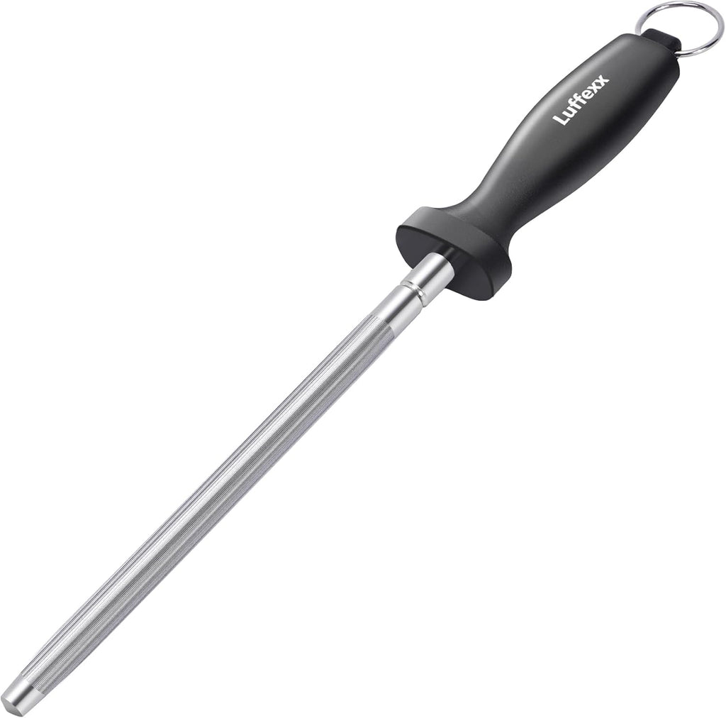 Professional 12-Inch Knife Sharpening Rod, High-Carbon Honing Rod to Sharpen the Knife Quickly, Perfect Knife Sharpener for Chefs and Home Cooks, Easy to Use & Sturdy
