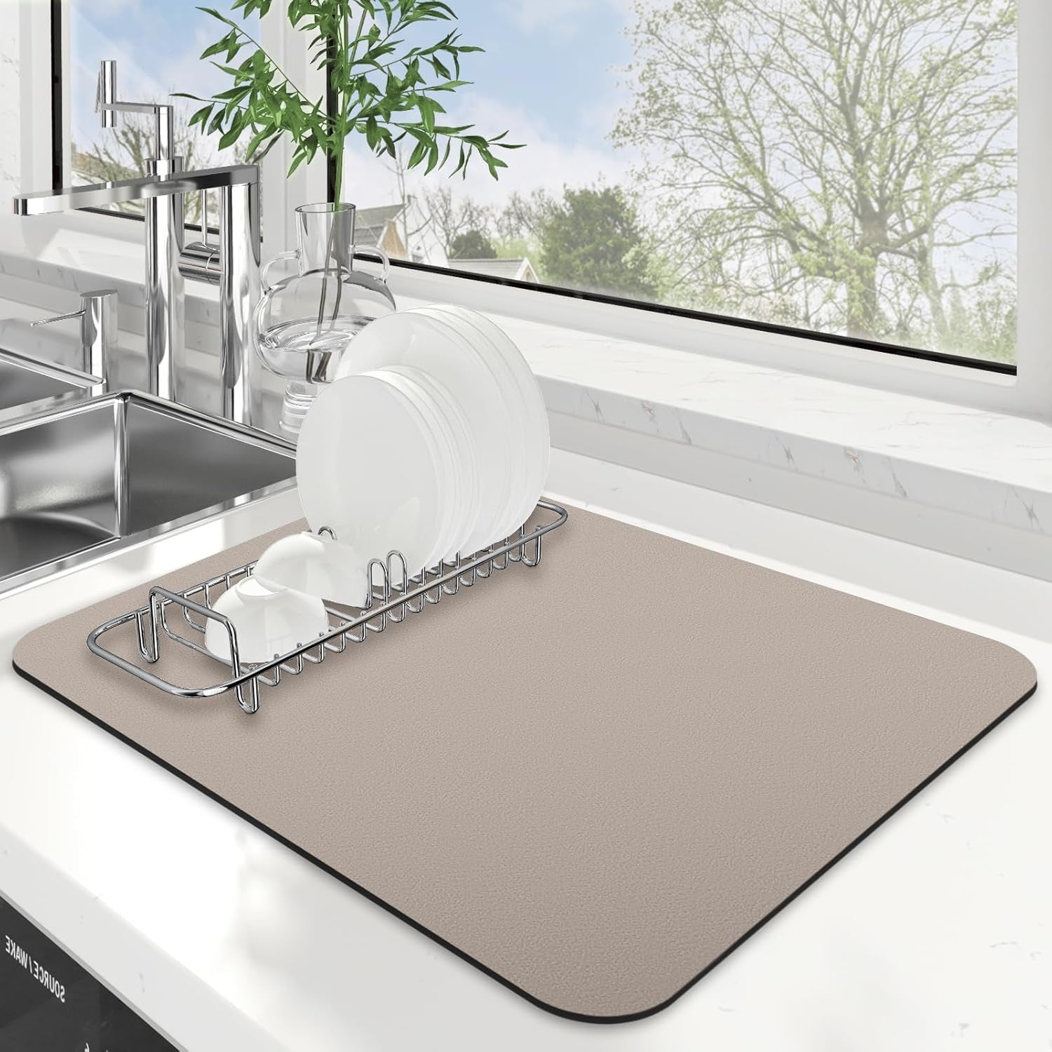 Dish Drying Mat Super Absorbent Drying Mat Large Dish Drying Mats for Kitchen Counter Easy Clean Dish Mat Kitchen Drying Mat15"X 18" Stylish Grey