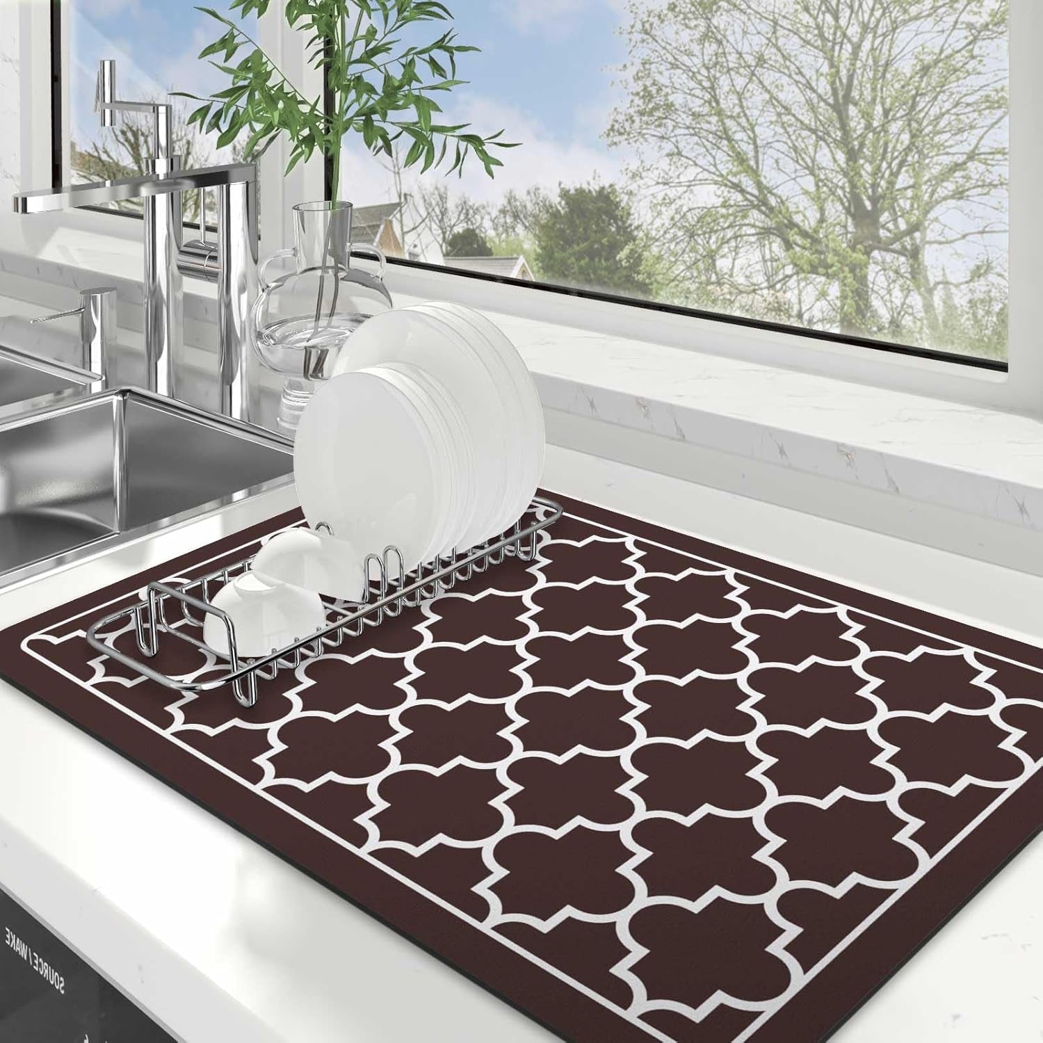 Dish Drying Mat Super Absorbent Drying Mat Large Dish Drying Mats for Kitchen Counter Easy Clean Dish Mat Kitchen Drying Mat15"X 18" Stylish Grey