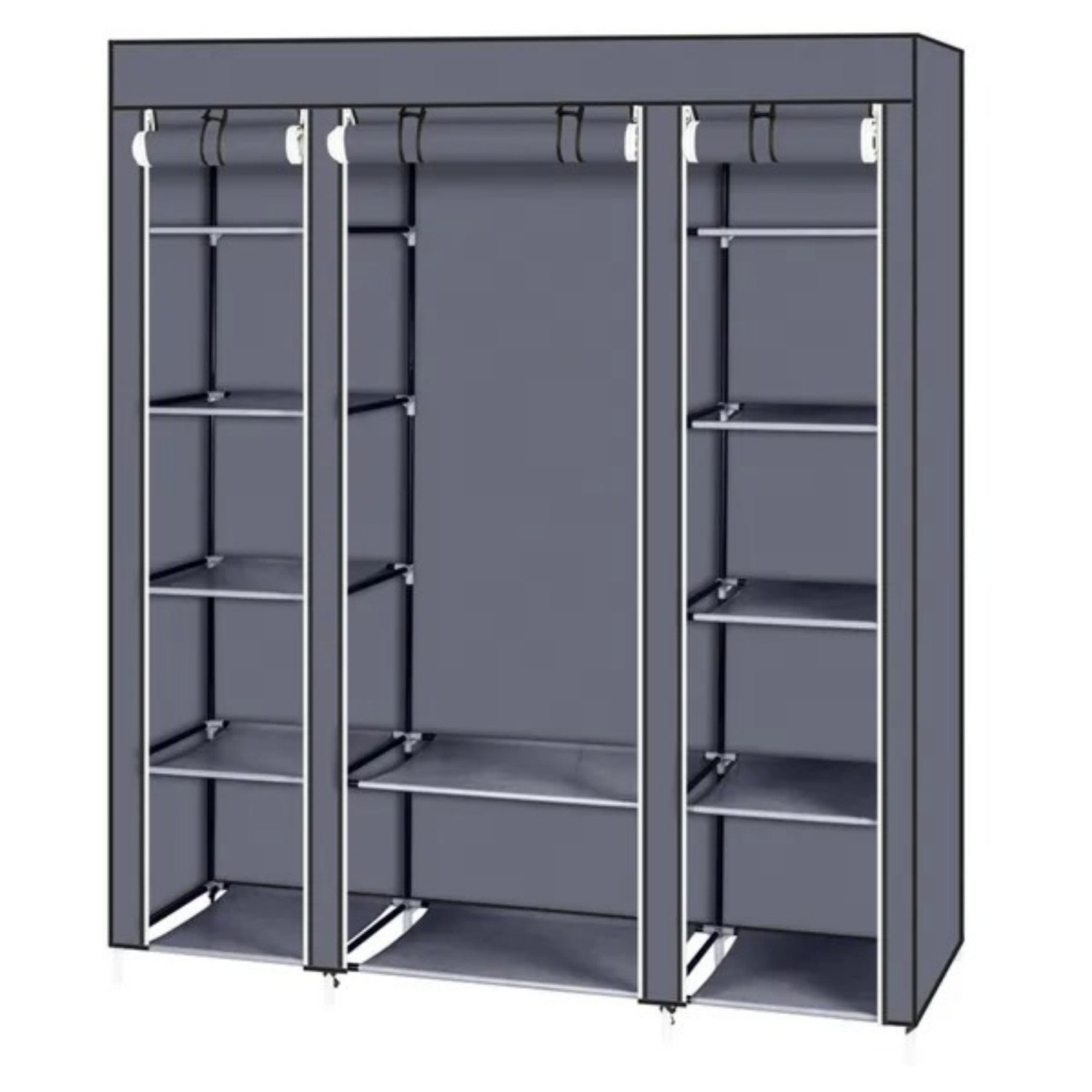 69 Inch Portable Clothes Closet, Multi-Tier Wardrobe Storage Organizer, Non-Slip Fabric Shelves