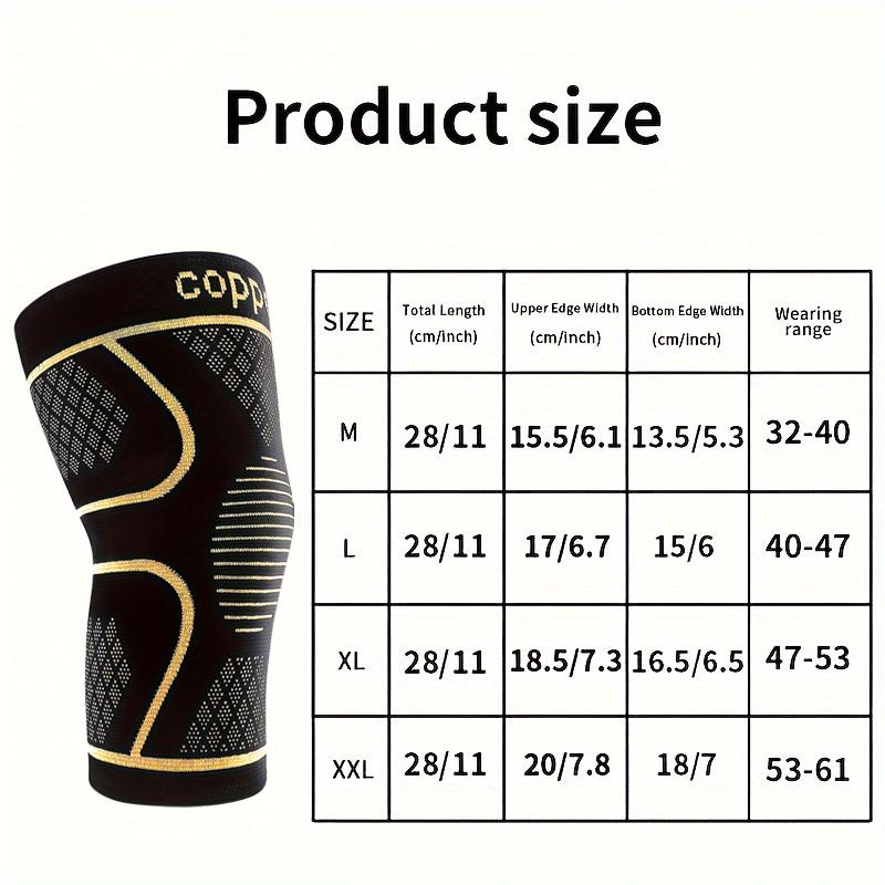 Size chart with measurements in inches and centimeters