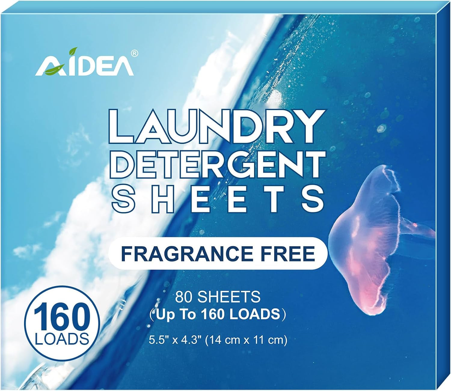 Laundry Detergent Sheets, Washer Sheet Detergent, No Plastic Jug, Laundry Soap Sheet for Travel, Home Washing, Fresh Scent-(160 Loads) 80 Sheets