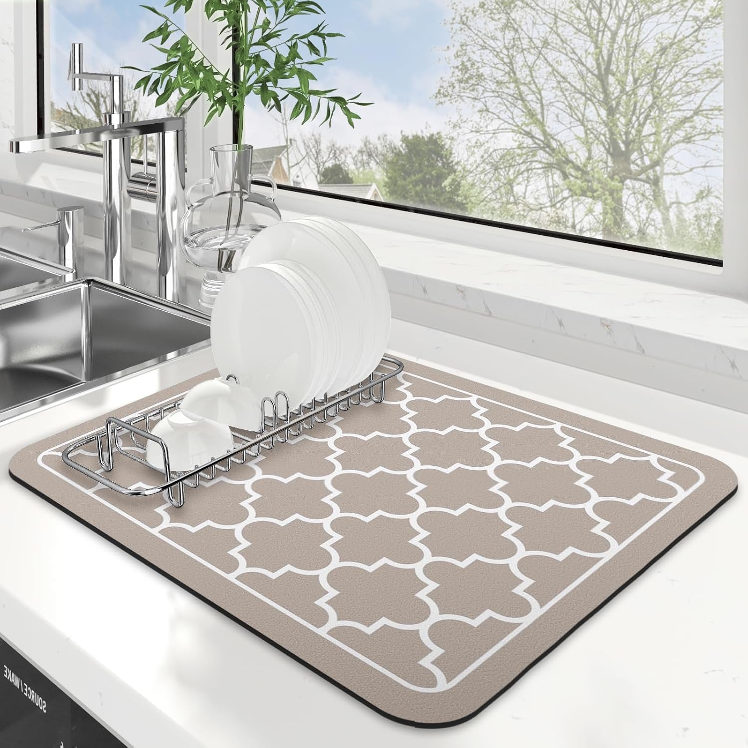 Dish Drying Mat Super Absorbent Drying Mat Large Dish Drying Mats for Kitchen Counter Easy Clean Dish Mat Kitchen Drying Mat15"X 18" Stylish Grey