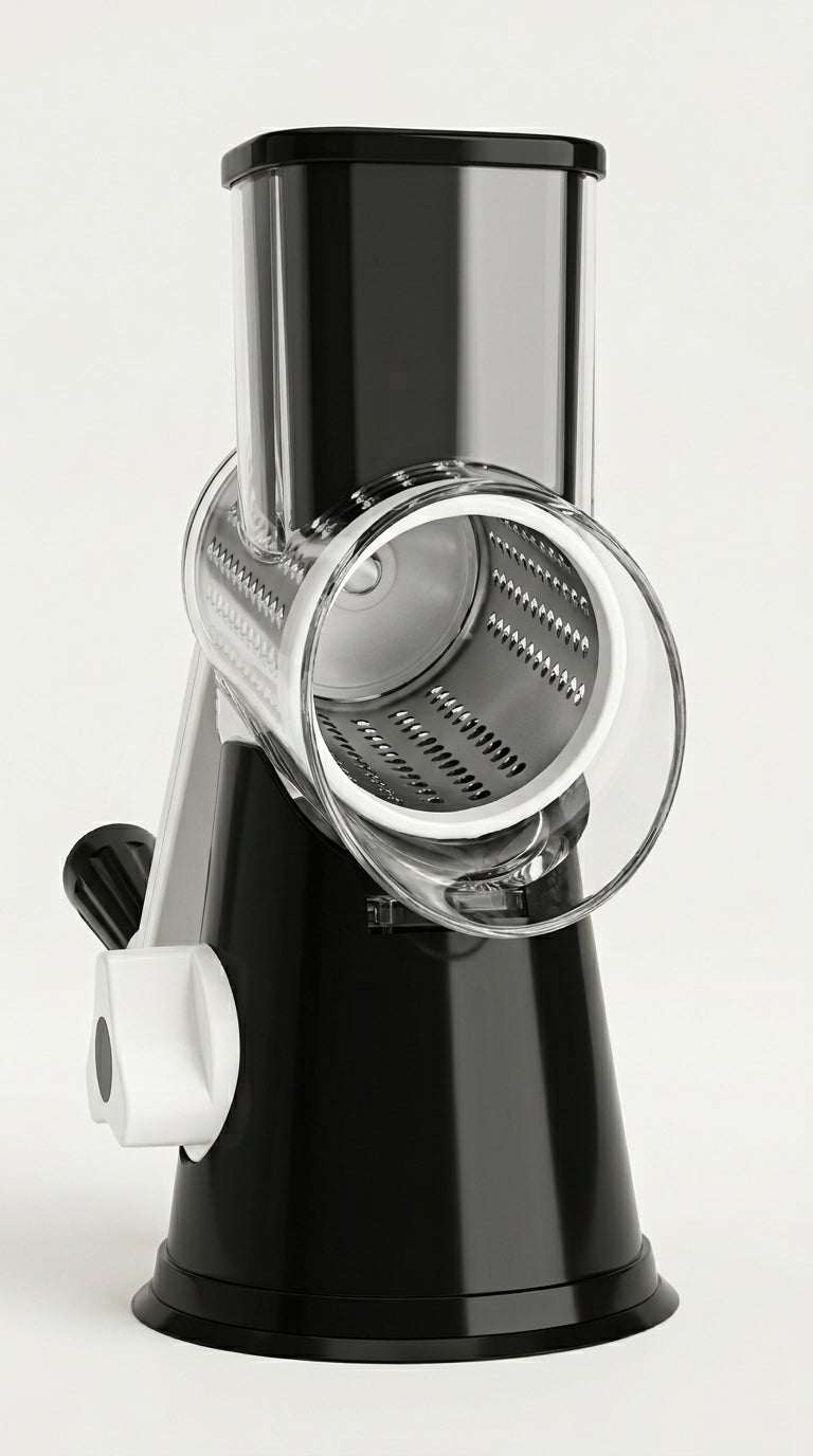 Close-up of the stainless steel grating drum