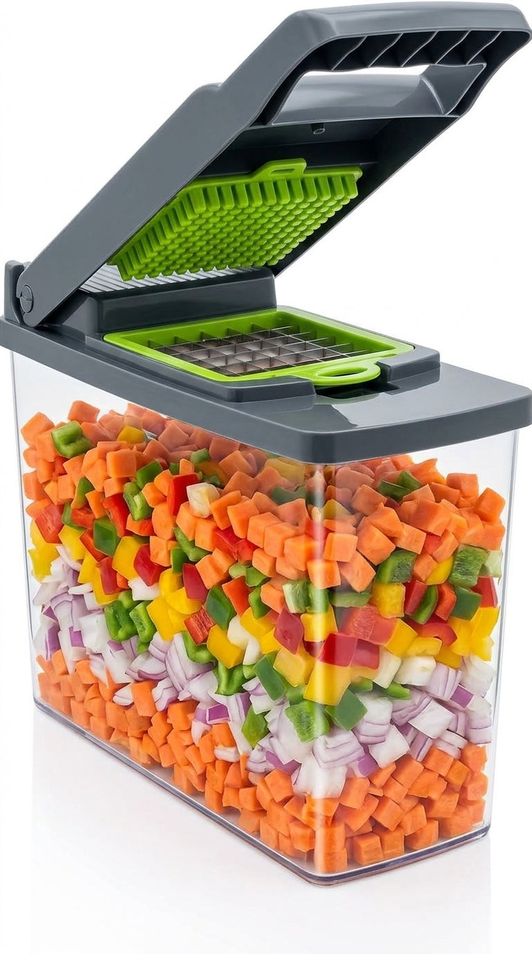 Contenedor lleno de verduras picadas