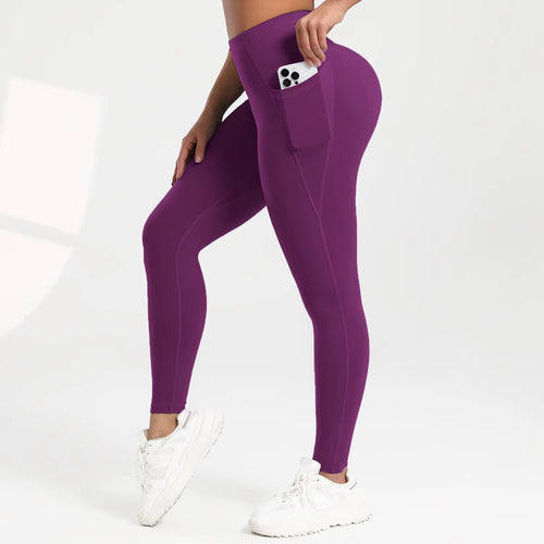 Women Solid Color High Waist Leggings with Pockets ,All-Season Casual Sports Running, Workout, and Fitness Yoga Pants