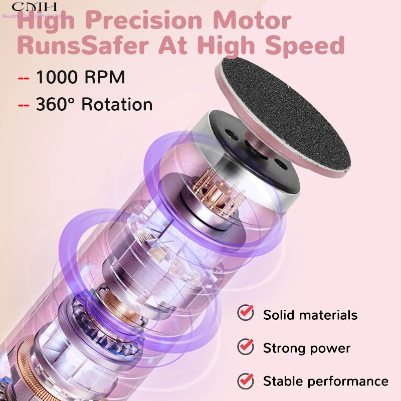 Dual-Head Metal Electric Foot Grinder Portable Rechargeable Callus Remover Dead Skin Remover with Multiple Free Accessories