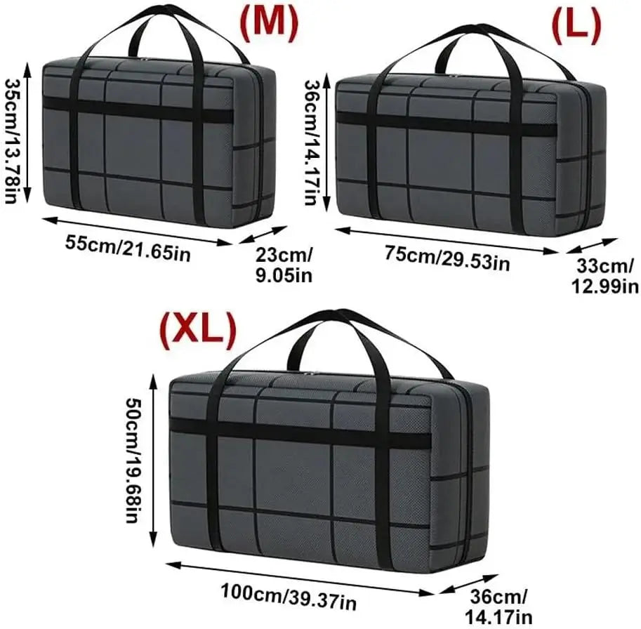 Portable Large Capacity Folding Clothing Storage Bag Hand-Held Duffel Bag Double Zipper Padded Bag Wardrobe Organizer Moving Bag