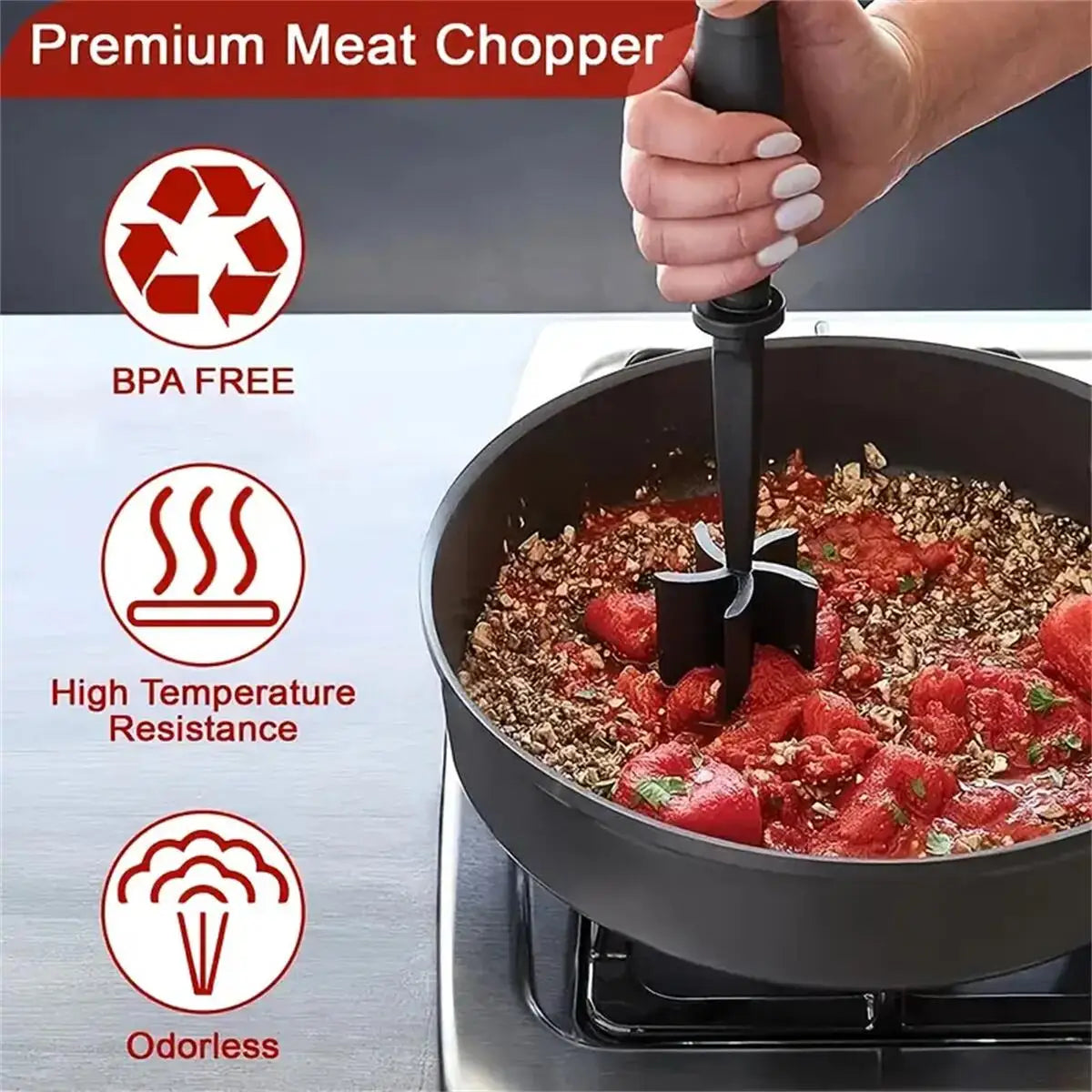 1Pc Meat Chopper, Meat Shredder, Heat Resistant Suitable for Hamburger Meat Ground Beef Smasher