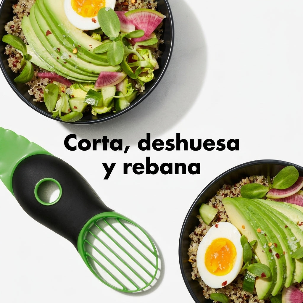 Cut, pit, slice in one - 3-in-1 avocado tool