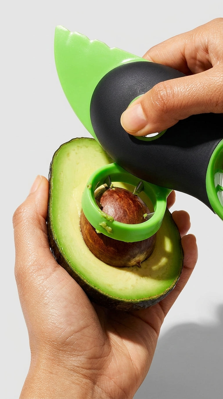 Avocado in 3 easy steps with the 3-in-1 slicer tool