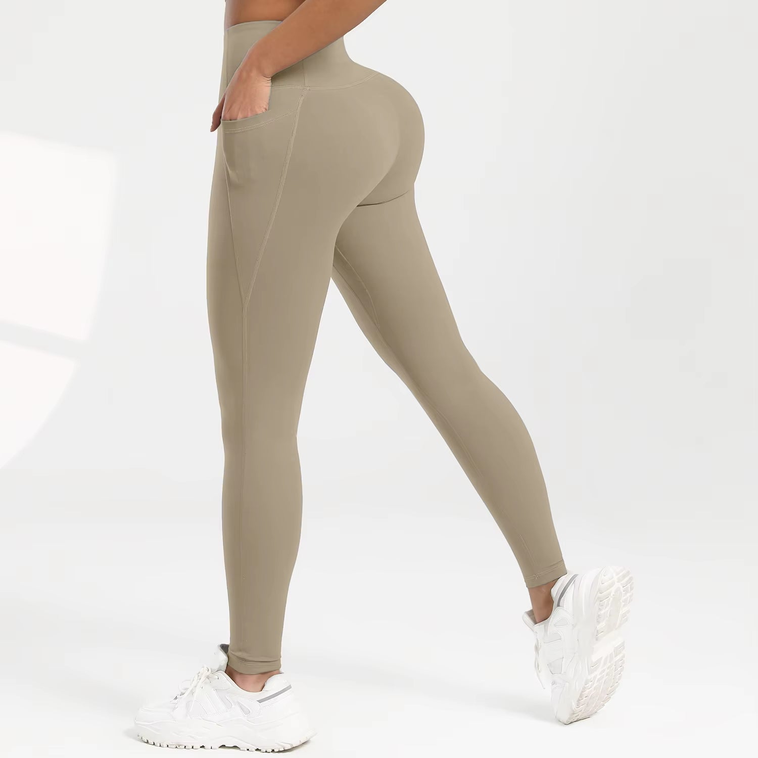Women Solid Color High Waist Leggings with Pockets ,All-Season Casual Sports Running, Workout, and Fitness Yoga Pants