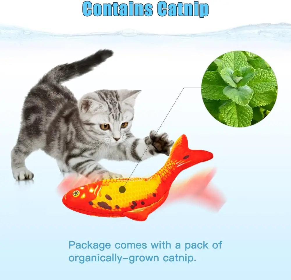 TOOGE 2 Pack 9" Floppy Fish Cat Toys with Silvervine and Catnip for Indoor Cats for Small Dogs Interactive Automatic Flopping