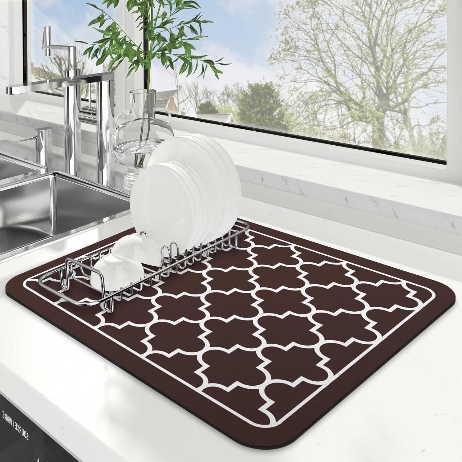 Dish Drying Mat Super Absorbent Drying Mat Large Dish Drying Mats for Kitchen Counter Easy Clean Dish Mat Kitchen Drying Mat15"X 18" Stylish Grey