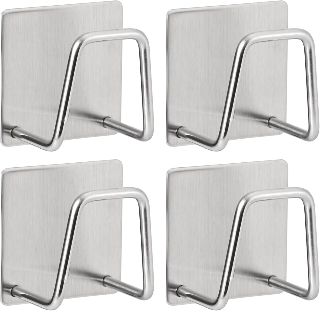 2-Pack Stainless Steel Sponge Holder for Kitchen Sink - Rustproof Brushed SUS304 Sponge Caddy Organizer, Wall/Surface Mount, Drainage Design, Clutter-Free Storage