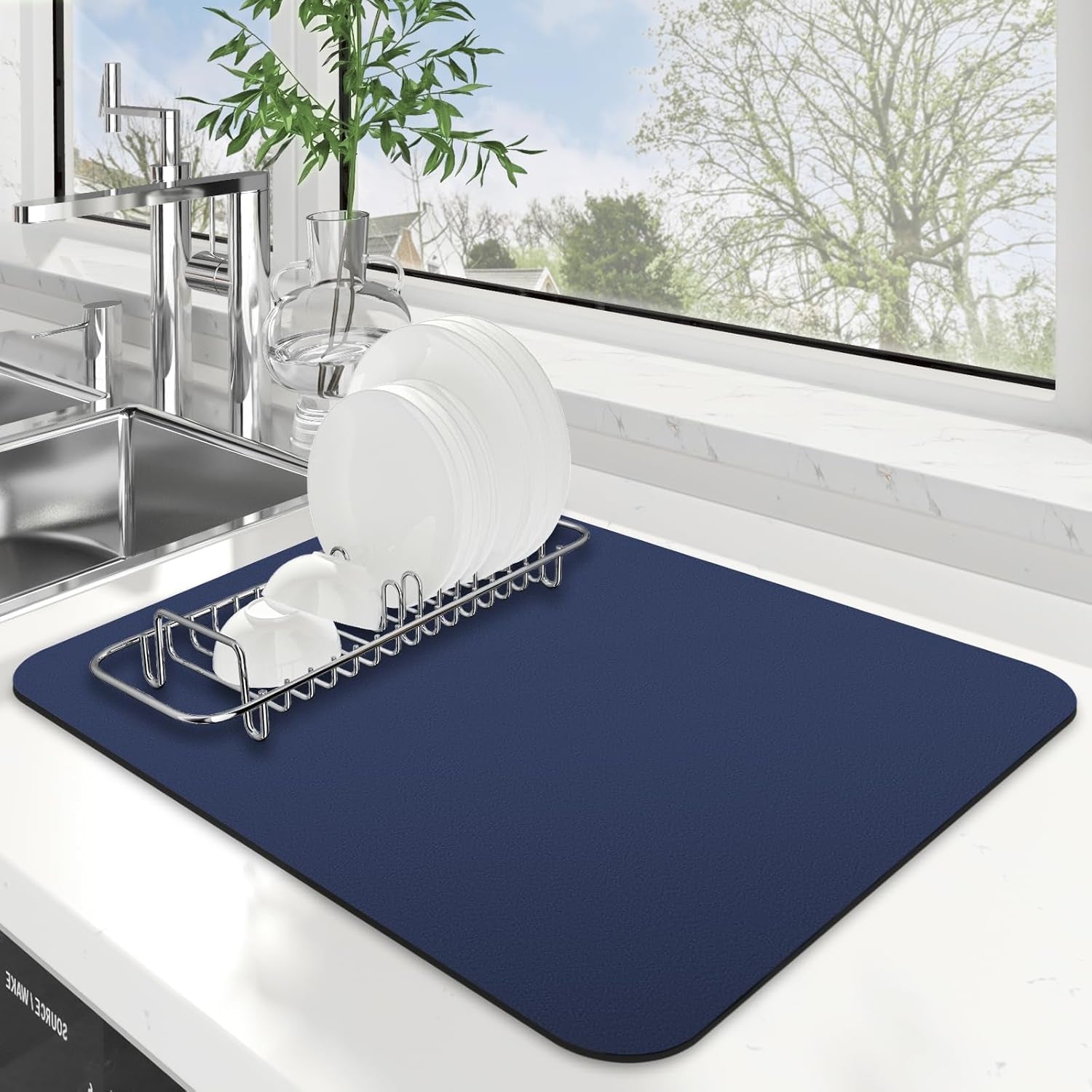 Dish Drying Mat Super Absorbent Drying Mat Large Dish Drying Mats for Kitchen Counter Easy Clean Dish Mat Kitchen Drying Mat15"X 18" Stylish Grey