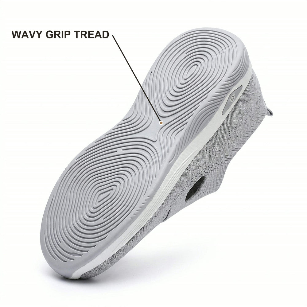 Outsole infographic showing the wavy grip tread pattern