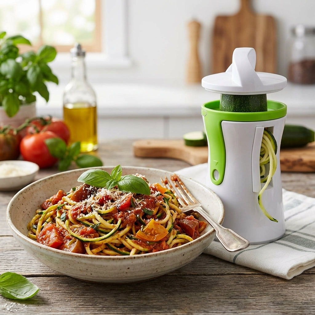 Spiral veggie noodles in a bowl
