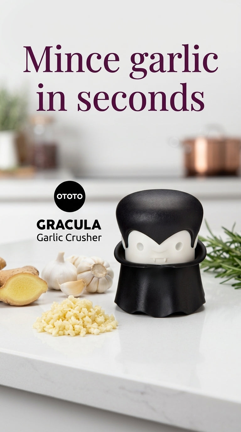 Mince garlic in seconds with the Gracula vampire garlic crusher