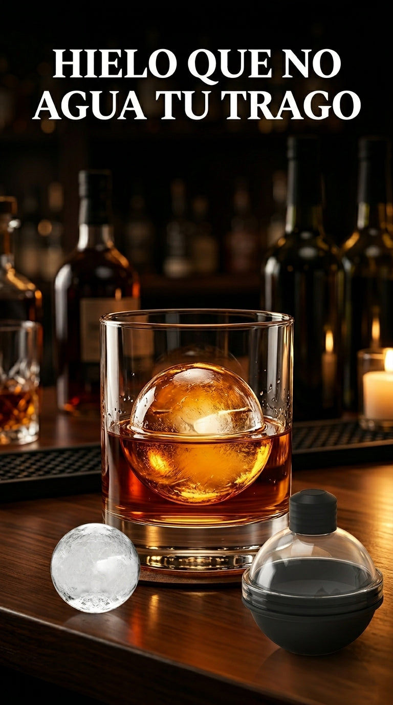 Hielo que no agua tu trago - molde de esferas para whisky