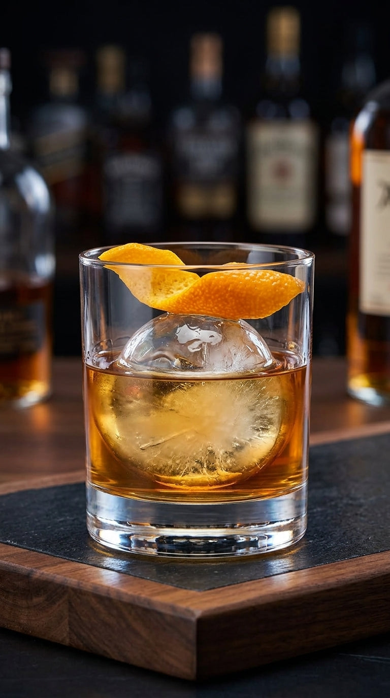 Esfera de hielo redonda en un vaso de whisky - molde de hielo Sphere Ice
