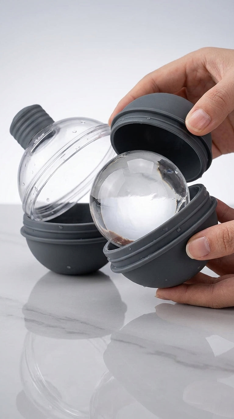 Molde Sphere Ice con esfera de hielo redonda sobre marmol