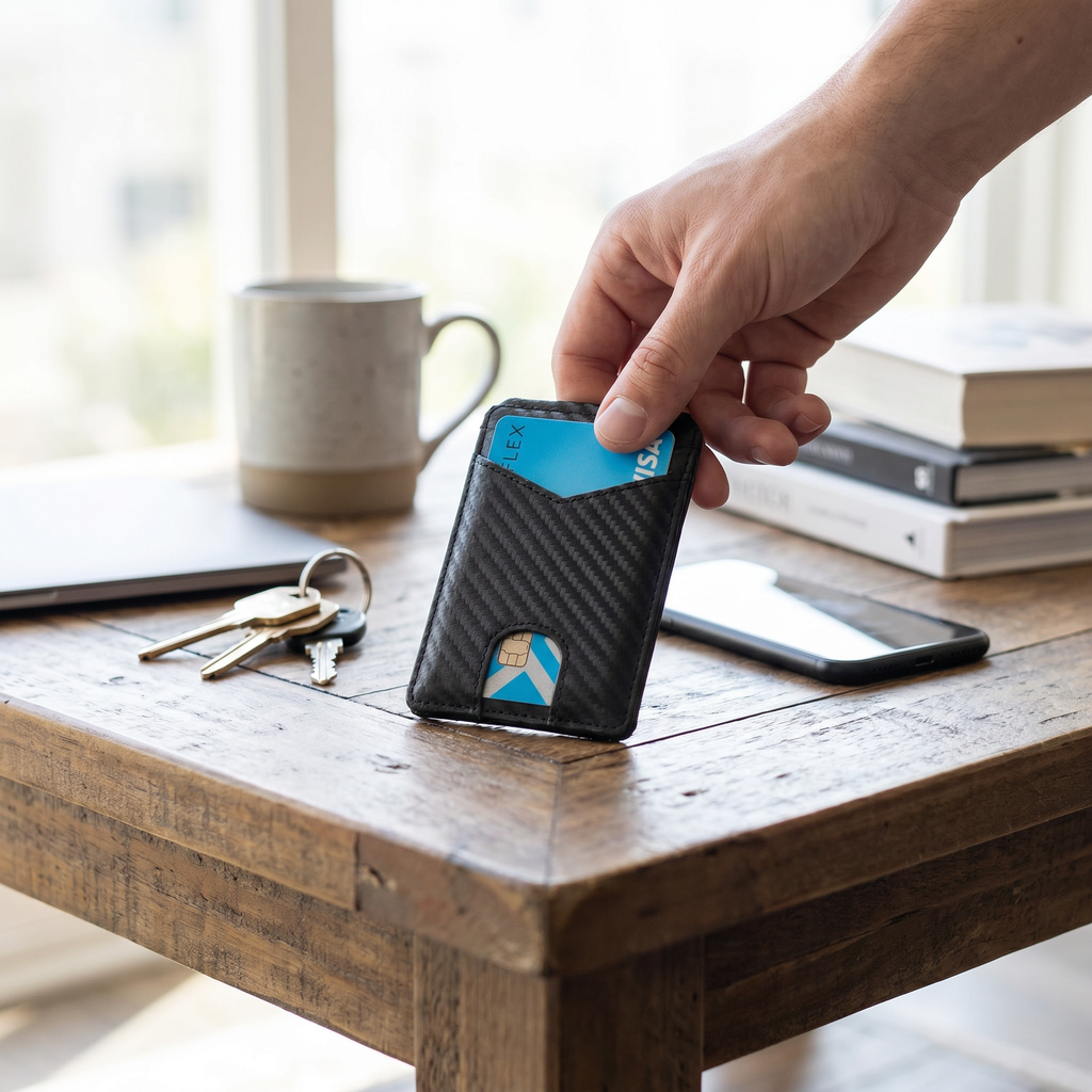 Cartera Slim Bifold Fibra de Carbono con Ventana de ID