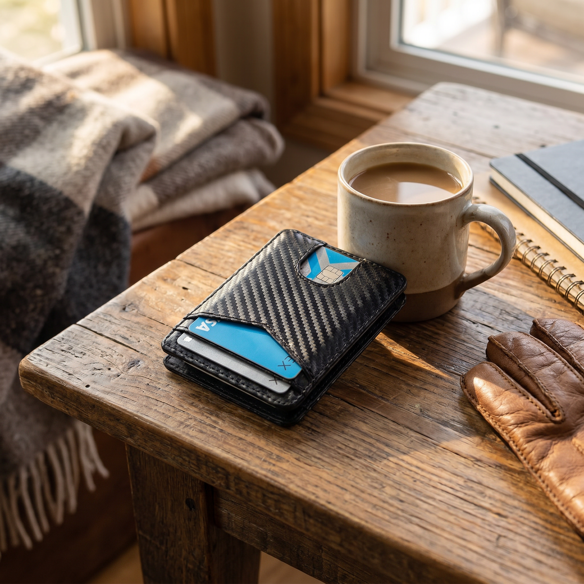 Cartera Slim Bifold Fibra de Carbono con Ventana de ID