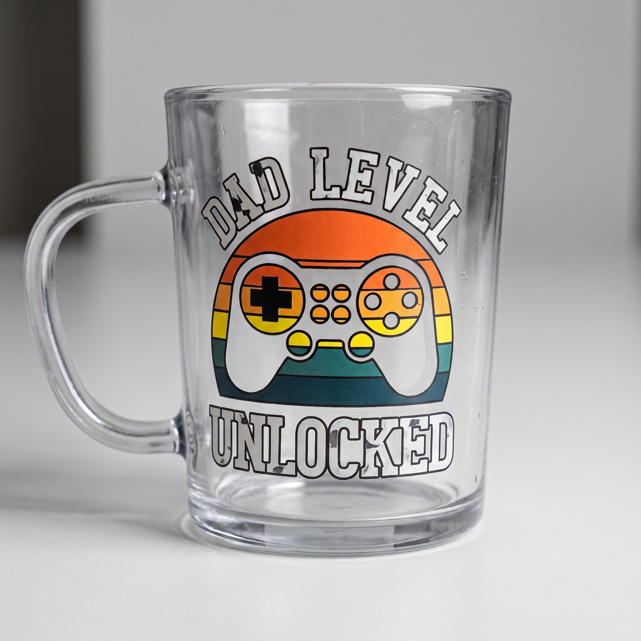 Taza Cristal Gamer 'Dad Level Unlocked' — Regalo Perfecto para Papá