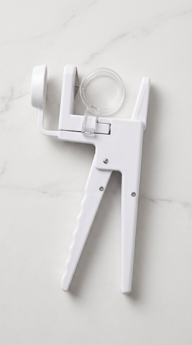 Cascador separador de huevos blanco, vista de producto