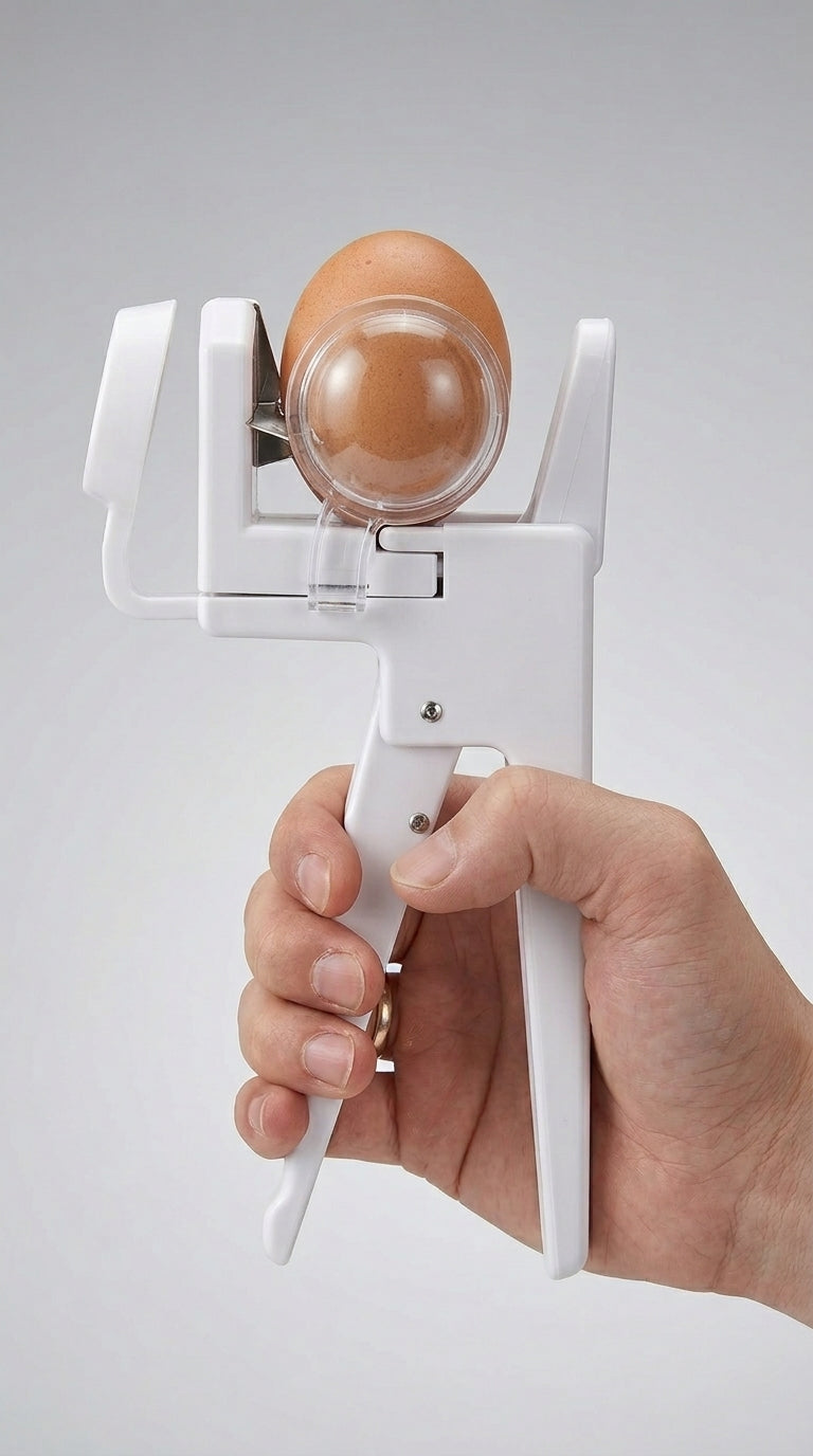 Separando la yema de la clara con el cascador de huevos de mano