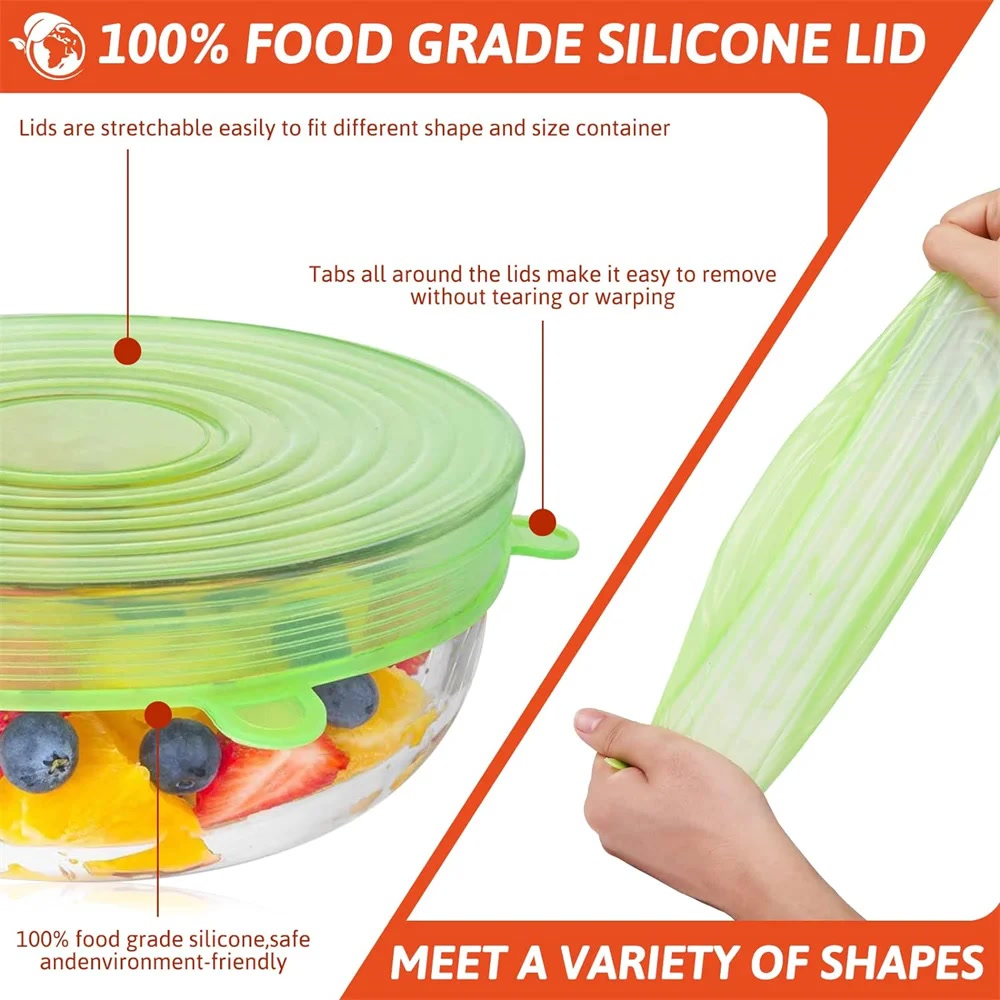 100% food grade silicone lid stretchable