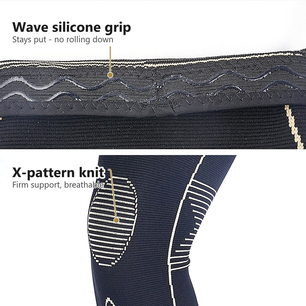 Premium extended v2 - wave silicone grip and X-pattern knit detail